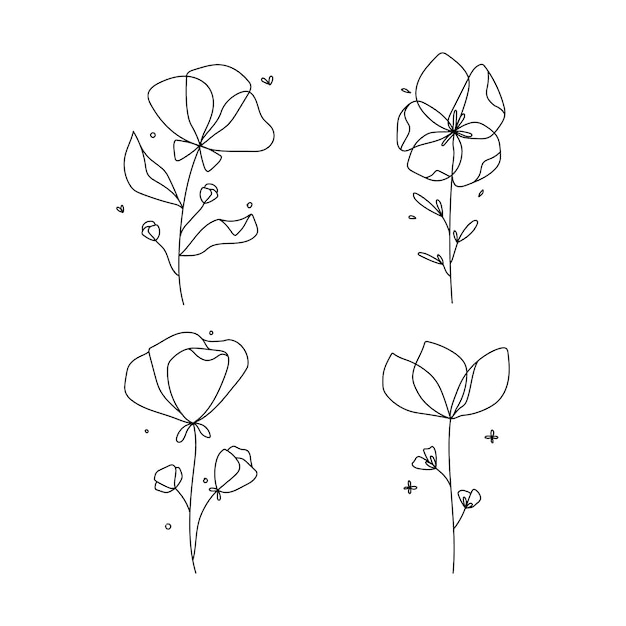 Hand drawn simple flower outline