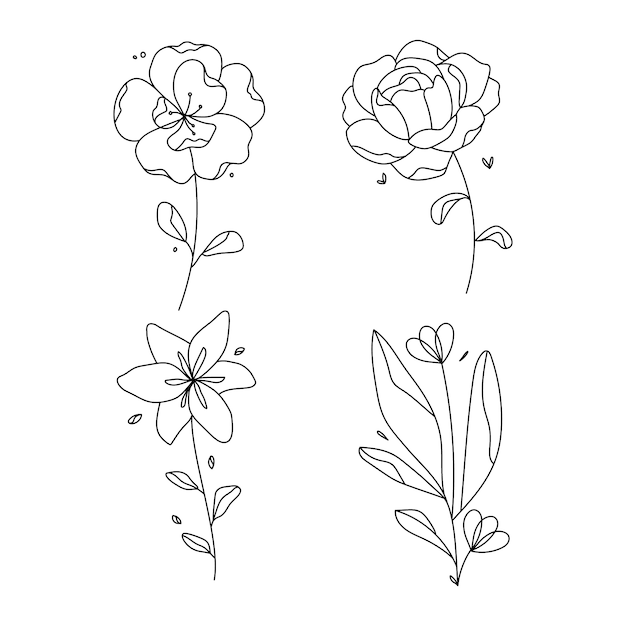 Free Vector hand drawn simple flower outline