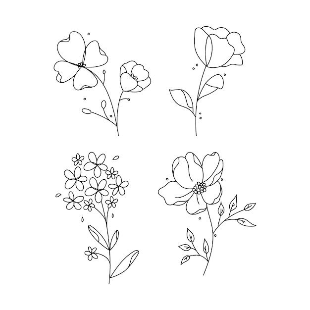 Free Vector hand drawn simple flower outline