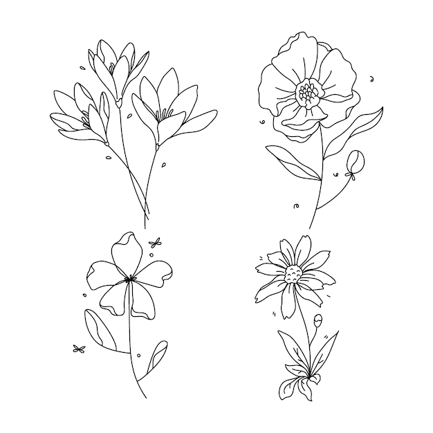 Hand drawn simple flower outline