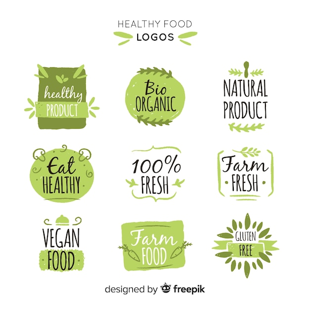 Free Vector hand drawn simple organic food label pack