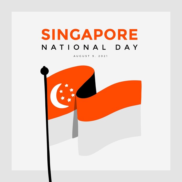 Hand drawn singapore national day illustration