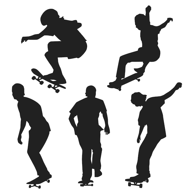 Free Vector hand drawn skateboard  silhouette