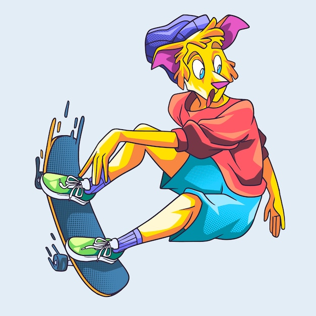 Hand drawn skateboarding illustration