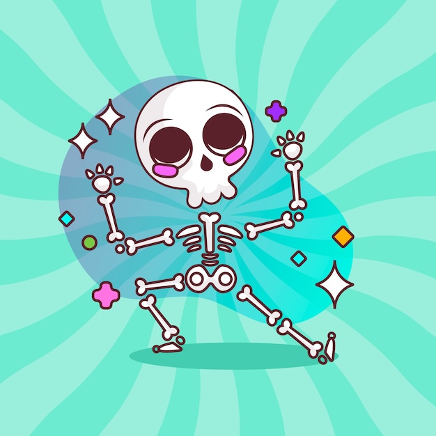 Hand drawn skeleton  cartoon illustration