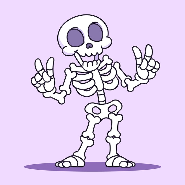 Free vector hand drawn skeleton cartoon illustration