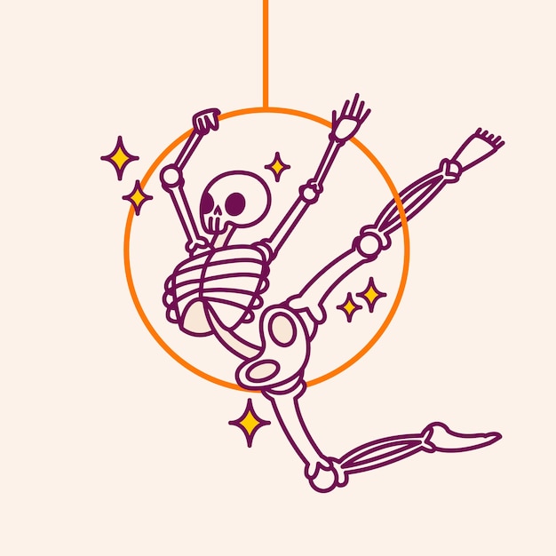 Hand drawn skeleton cartoon illustration