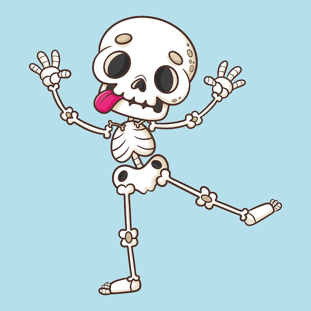 Free vector hand drawn skeleton cartoon illustration