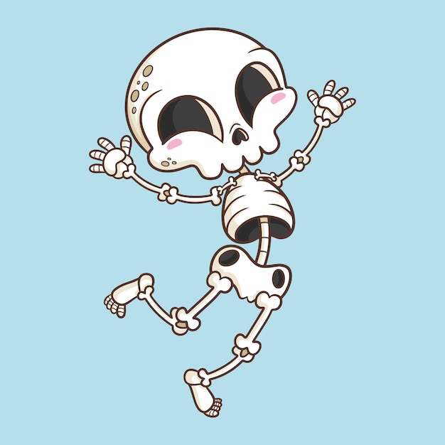 Free vector hand drawn skeleton cartoon illustration