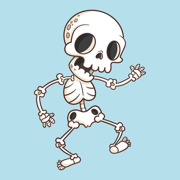 Free vector hand drawn skeleton cartoon illustration