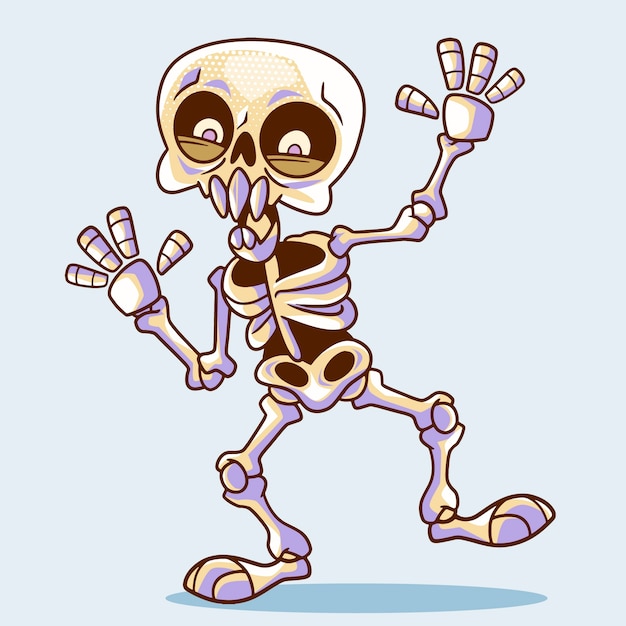 Free vector hand drawn skeleton cartoon illustration