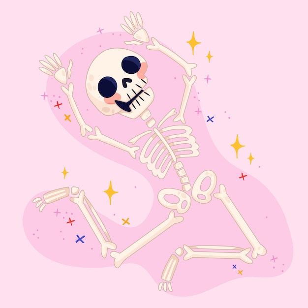 Free vector hand drawn skeleton cartoon illustration