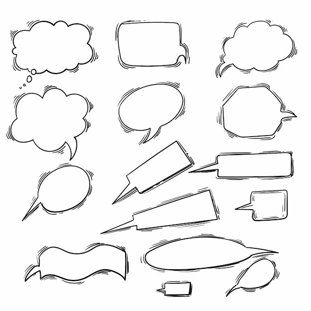 Hand drawn sketch speech bubble set design