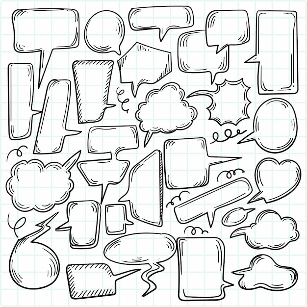 Hand drawn sketch speech bubble set design