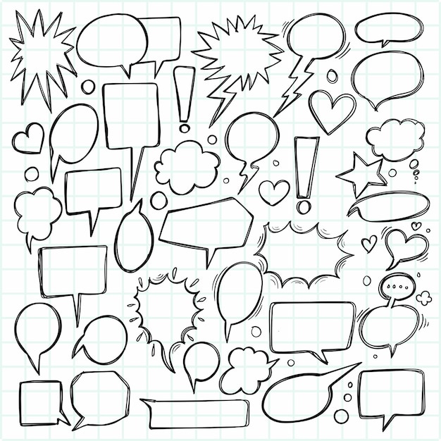 Hand drawn sketch speech bubble set design