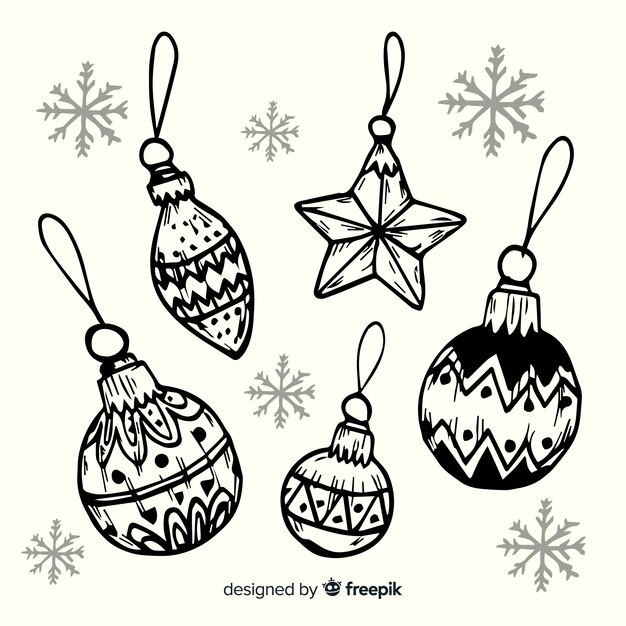 Hand drawn sketches christmas balls