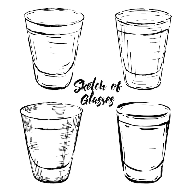 Hand drawn sketches of glasses