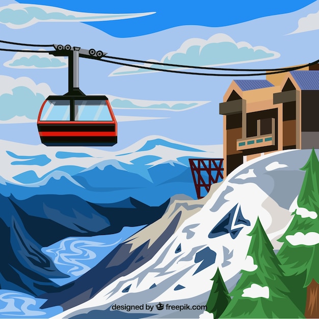 Free Vector hand drawn ski station