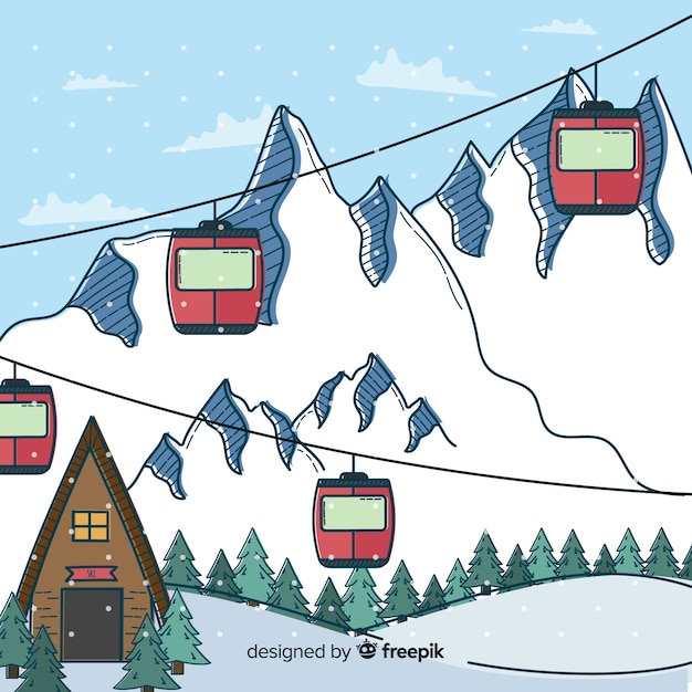 Free Vector hand drawn ski station 