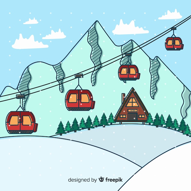 Free vector hand drawn ski station