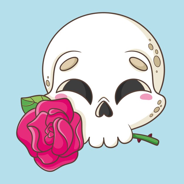 Hand drawn skull cartoon illustration