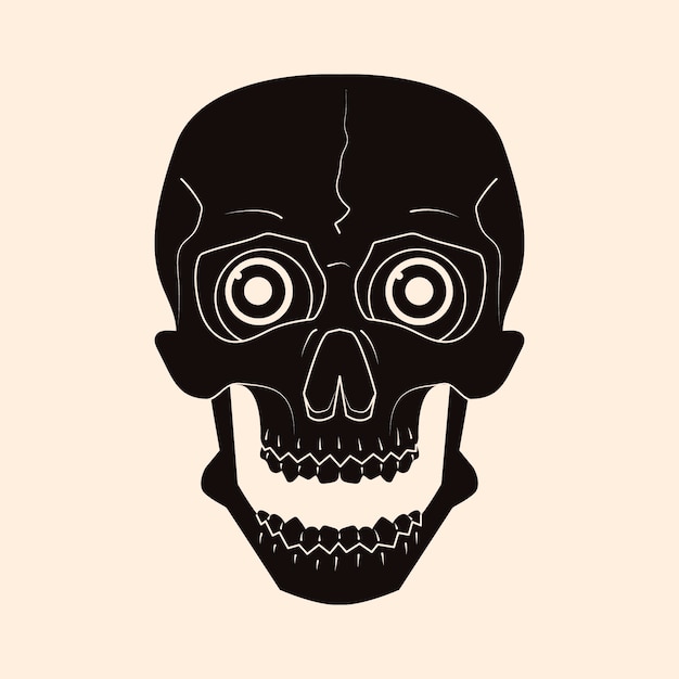 Hand drawn skull silhouette illustration