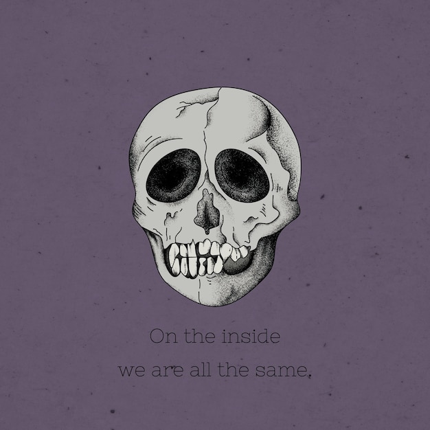 Free vector hand drawn skull with inscription