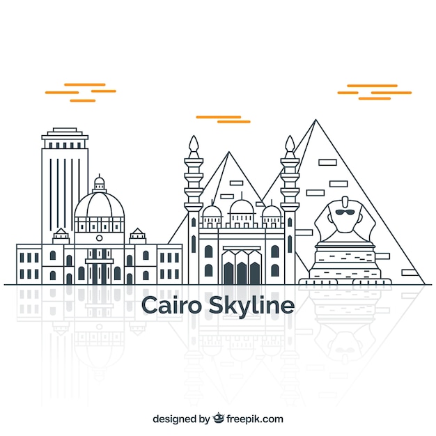 Free Vector hand drawn skyline of cairo, egypt