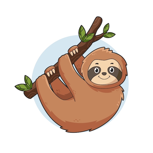 Free Vector hand drawn sloth cartoon animal illustration