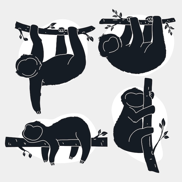 Free vector hand drawn sloth  silhouette