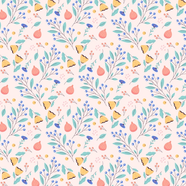 Hand drawn small flowers pattern design