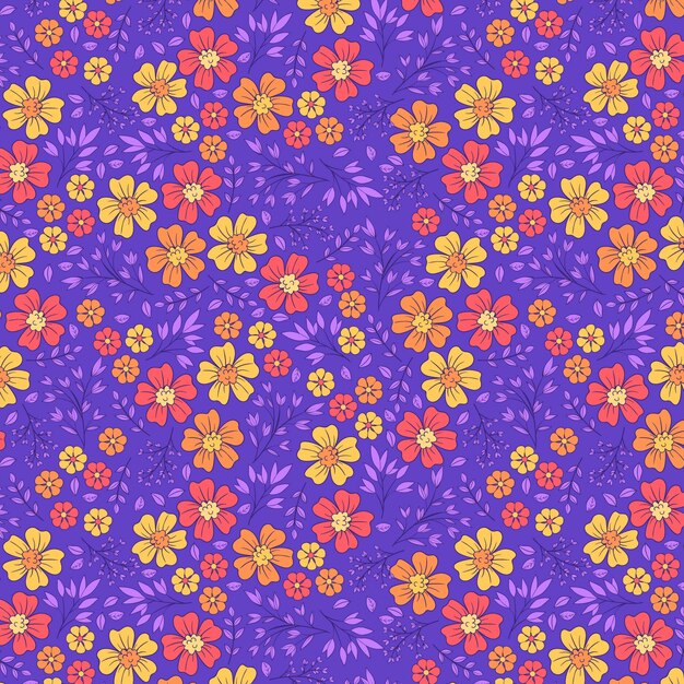 Hand drawn small flowers pattern design