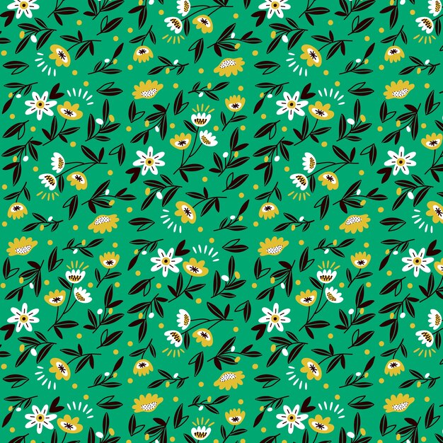 Hand drawn small flowers pattern