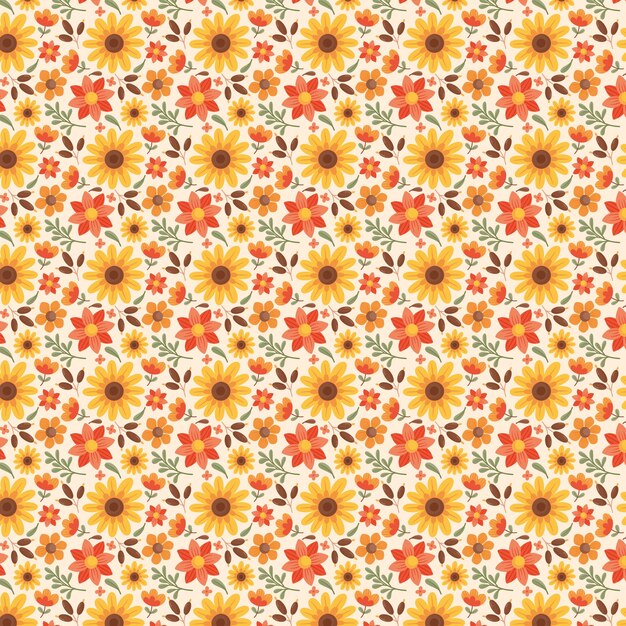 Hand drawn small flowers pattern