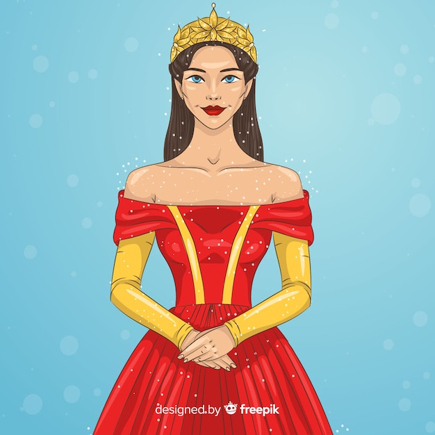 Free vector hand drawn smiling princess portrait