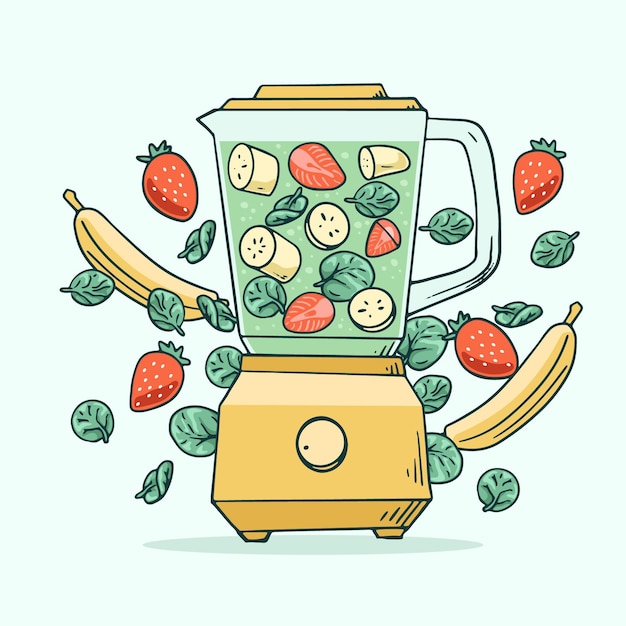 Free vector hand drawn smoothies in blender glass illustration