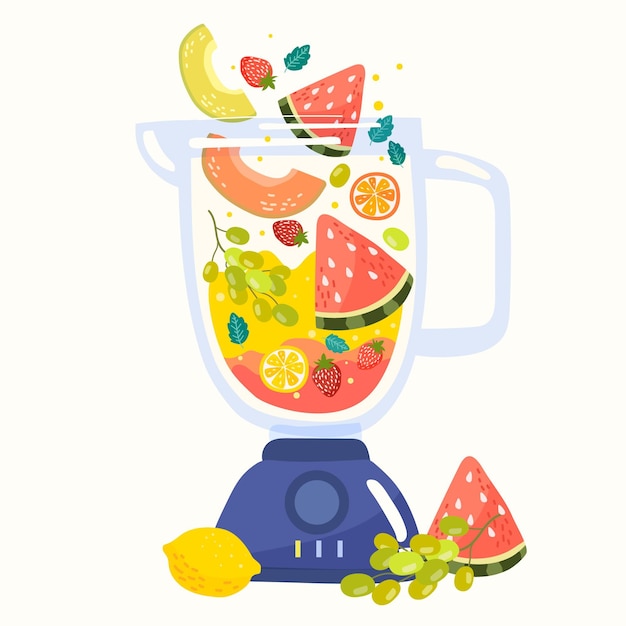 Free Vector hand drawn smoothies in blender glass illustration