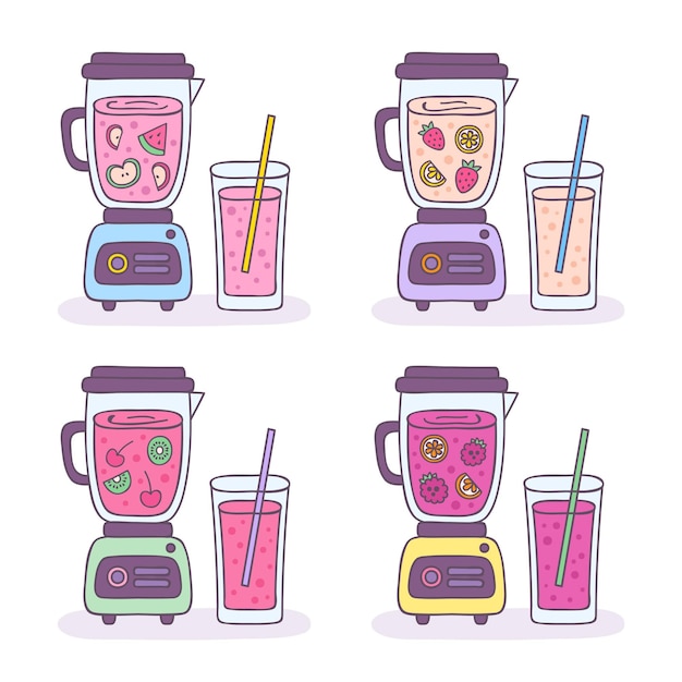 Free Vector hand drawn smoothies in blender glass illustration