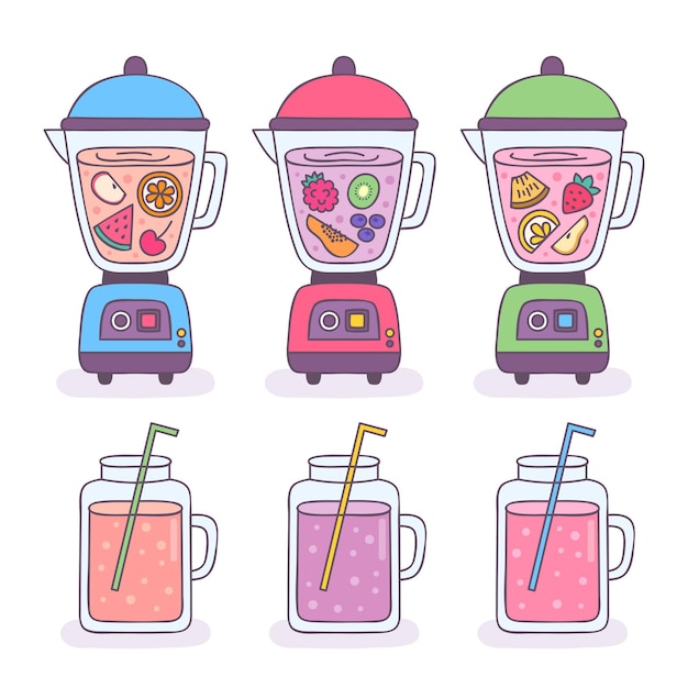 Free Vector hand drawn smoothies in blender glass illustration