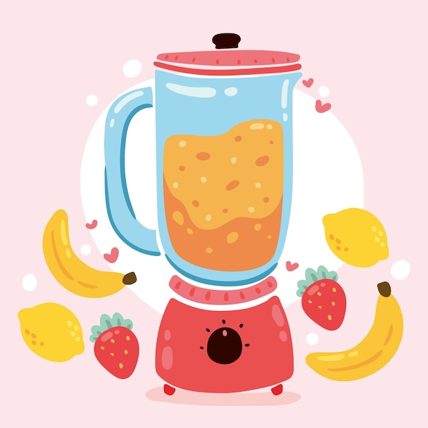 Free Vector hand drawn smoothies in blender glass illustration