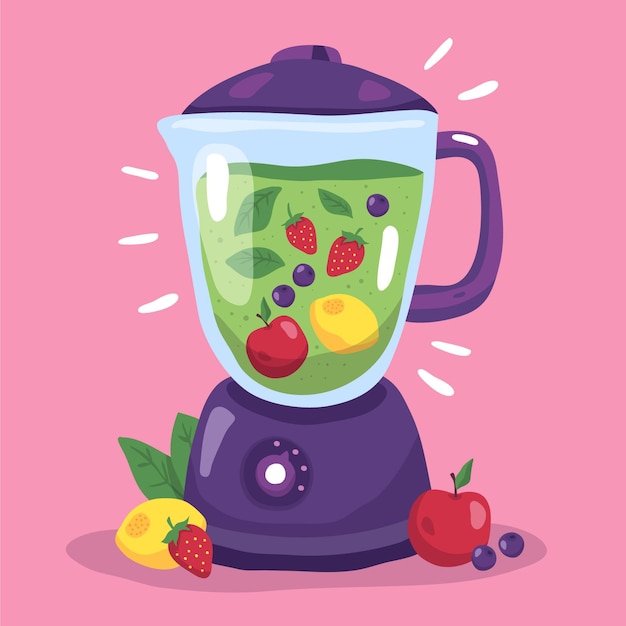 Free vector hand drawn smoothies in blender glass illustration