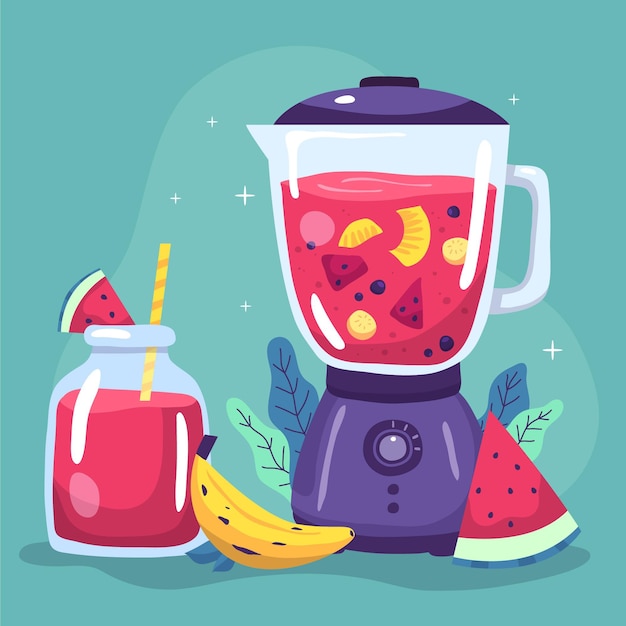 Free Vector hand drawn smoothies in blender glass illustration