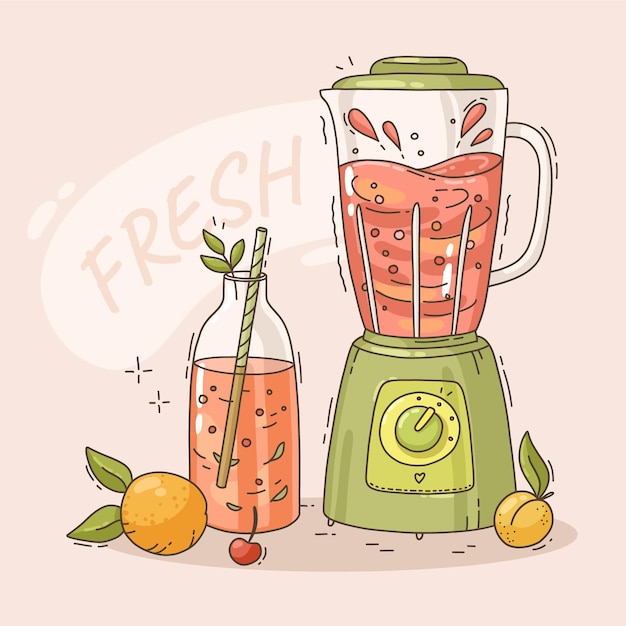 Free Vector hand drawn smoothies in blender glass illustration