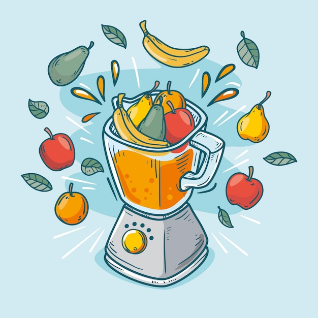 Free Vector hand drawn smoothies in blender glass illustration