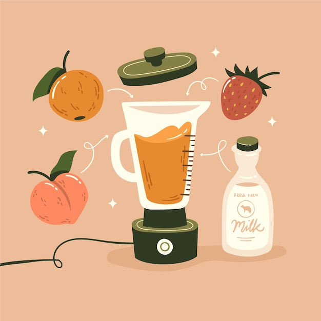 Free Vector hand drawn smoothies in blender glass illustration