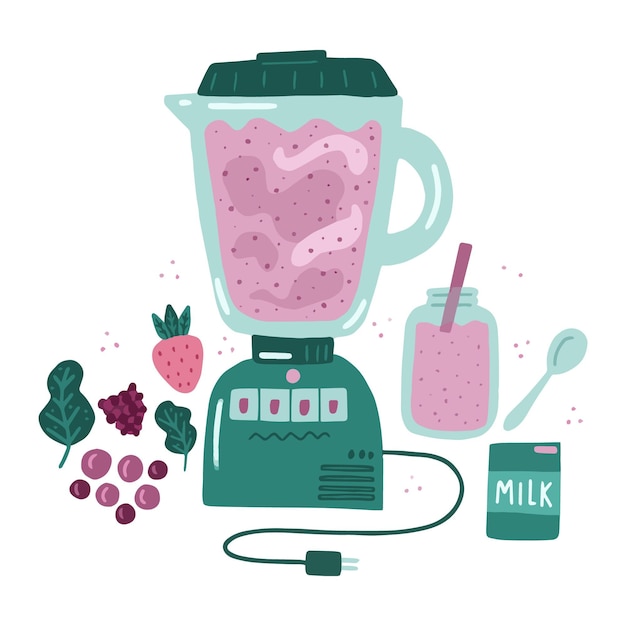 Free Vector hand drawn smoothies in blender glass illustration