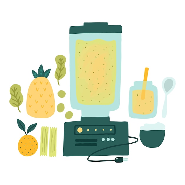 Free vector hand drawn smoothies in blender glass illustration