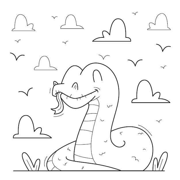 Hand drawn snake outline illustration