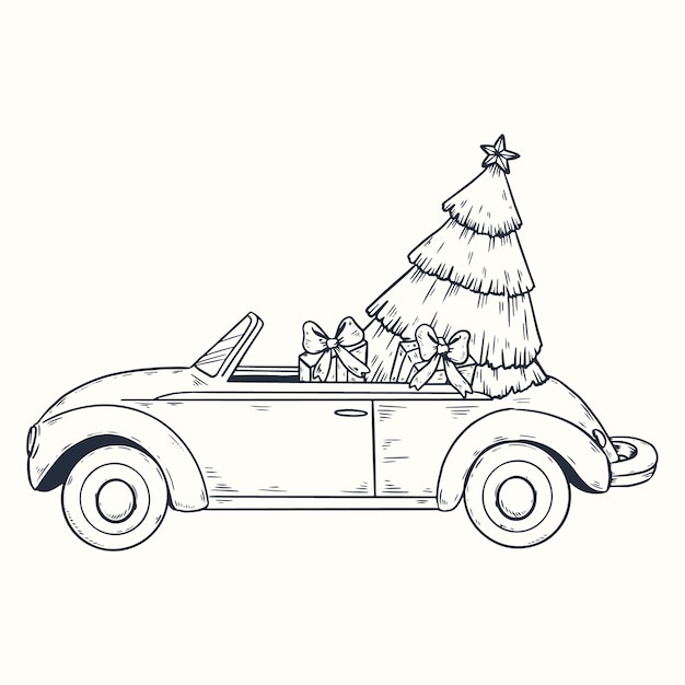 Free Vector hand drawn snow car illustration