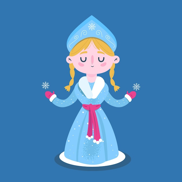 Hand drawn snow maiden character